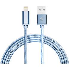 3M Kabel Lightning iPhone Laddare Nylon Quick Charge Blå