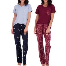 Real Essentials Pack: Women’s Plus Pajama Sets Ladies Short Sleeve V-Neck Tops Pants Bottoms Bamboo Pijama Mujer comfy Soft PJ fashion Sleepwear Lightweight Fall Clothing Sleep Lounge Night Wear- Set 9, 2X