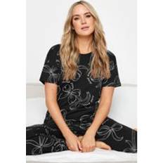 Black - Women Pyjamas LTS Tall Black Bow Print ' Sweet Dreams' Slogan Pyjama Set 22-24 Tall Women's Pyjama