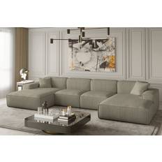 6 Seater - U-Sofa Sofas Fun furniture U-Form Celes Truffle Sofa 379cm 6 Seater