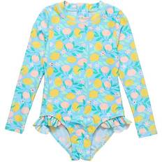 Nylon Swimsuits Snapper Rock Kids Lemon Drops LS Surf Suit, Blue, Light Blue