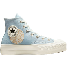 Converse Denim Trainers Converse Chuck Taylor All Star Lift Platform Denim Patchwork W - Blue/Egret