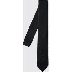 Musta Solmiot boohooMAN Slim Knitted Texture Tie - Black