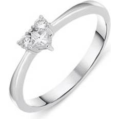 Engagement Rings - White C W Sellors 18ct White Gold 0.19ct Diamond Three Stone Heart Ring Option1 Value White Gold