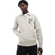 Paidat Polo Ralph Lauren College Logo Half Zip Sweatshirt - Light Vintage Heather