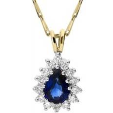 Gold - Sapphire Necklaces C W Sellors 18ct White Gold 0.70ct Sapphire 0.23ct Diamond Cluster Pear Necklace White Gold