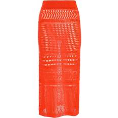 Orange - Women Skirts Quiz Crochet Midi Skirt Orange