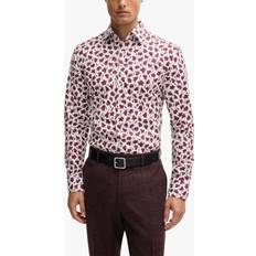 HUGO BOSS Red Shirts HUGO BOSS Slim Fit Abstract Print Shirt, Dark Red