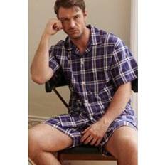 Red Pyjamas British Boxers Chester Crisp Cotton Check Short Pyjamas, Multi