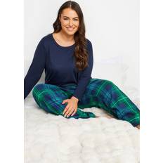 Man - Polyester Pyjama's Yours Geruite Pyjamabroek Met Hoge Taille - Blauw/Groen