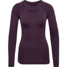 Bomuld - Dame T-shirts Hummel Funktionsbluse aubergine sort aubergine sort