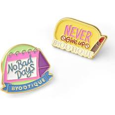 Enamel Brooches BYOOTIQUE Inspirational Quote Badge Set Pin Brooch Enamel for Makeup Bag Packs Natrual Standard