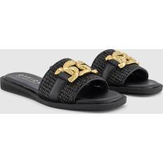 Office Womens Society Raffia Chain Detail Slides Black