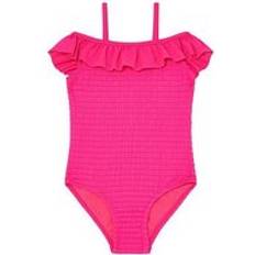 Bathing Suits Accessorize Girls Textured Frill Swimsuit Pink, Pink, Age: 3-4 Years, Women age: 3-4 YEARS