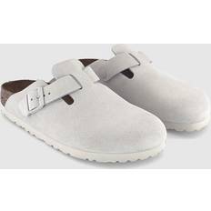 Birkenstock Womens Boston Clogs Antique White Suede