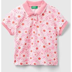 Rosa Pikétröjor Barnkläder United Colors of Benetton Pink Shirt With Floral Print, 12-18, Pink, Kids