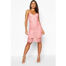 boohoo Womens Boutique Crochet Lace Strappy Midi Dress Pink