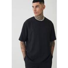 Linen T-shirts boohooMAN Mens Tall Oversized Linen T-shirt In Black