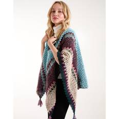 Blue Vanilla womens poncho with tassel detail