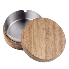 Ashtrays Tauoh moresk-Wood Ashtrays with Lid Covered Windproof Ashtray 13 X 4.5cm