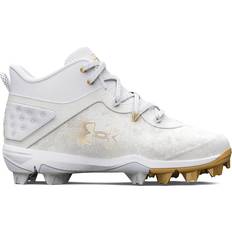 White Baseball Shoes Children's Shoes Under Armour Youth Harper 8 Mid RM - White/Light Grey