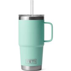 Yeti Rambler 25oz Straw in Sea Foam Travel Mug