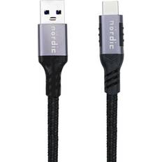 Nordic USBC-N1362 60W 3A 5Gbps 3.2 Gen1 USB A - USB C M-M 1m