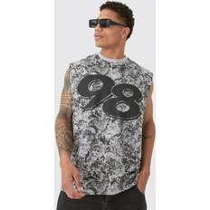 Oversize Tanktops boohooMAN Oversized Abstract Printed Vest - Black