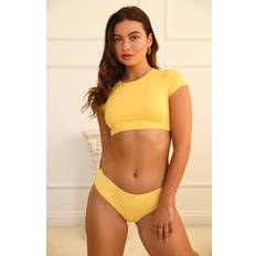 3XL Tops de bikini Joni Short Sleeve Bikini Top - Yellow