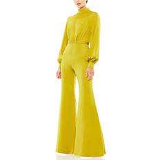 Mac Duggal Jumpsuits & Overalls Mac Duggal Satin Raglan Long Sleeve High Neck Jumpsuit Chartreuse