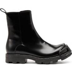 D-Hammer-Stivali Chelsea in pelle con punta Oval Stivali Uomo Nero