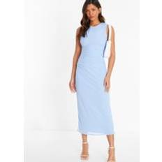 Mesh - Short Dresses Quiz Mesh Ruched Bodycon Midaxi Dress Light Blue