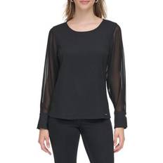 Calvin Klein Blouses Calvin Klein Women's Chiffon Sleeve Blouse, Black