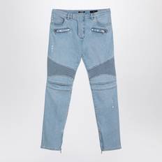 Balmain Homme Pantalons & Shorts Balmain Balmain-Biker Jeans Celeste-Uomo