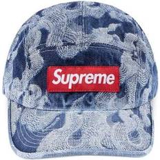 Supreme Men Caps Supreme Flame-jacquard Denim Camp Cap