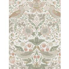 William Morris At Home Strawberry Thief Sage Pink Tapet 0.52x10.05m