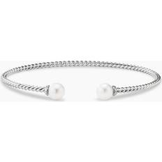 David Yurman White Gold Bracelets David Yurman Solari Cablespira Bracelet in 18K White Gold with Pearls and Diamonds Akoya White Pearl