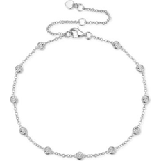 Macy's Silver Bracelets Macy's Diamond Bezel Chain Bracelet 1/10 ct. t.w. in Sterling Silver, 14k Gold-Plated Sterling Silver or 14k Rose Gold-Plated Sterling Silver Sterling Si