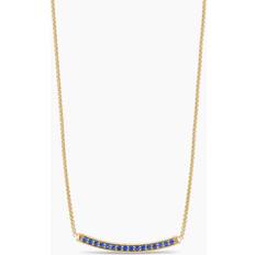 Gold - Sapphire Necklaces David Yurman Petite Pavé Bar Necklace 18ct Yellow Gold Blue Sapphires