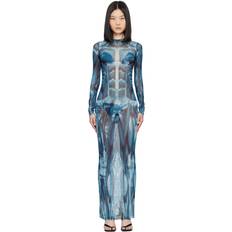 Blå - Nylon Kjoler Jean Paul Gaultier Blue 'The Écorché' Maxi Dress 505601 Blue/Lightblu