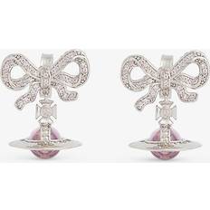 Platinum Earrings Vivienne Westwood Vivienne Westwood Jewellery Womens Platinum Pink, Pink Cz Octavie Recycled Silver and Cubic Zirconia Crystal Earrings