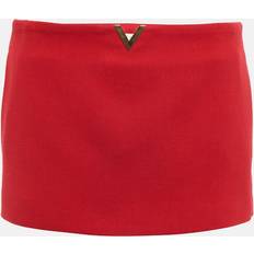Valentino Kjolar Valentino VLogo wool-blend crÃÂªpe skort red