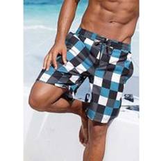 Checkered Swimming Trunks Buffalo Checked Swim Shorts Blue Black Check