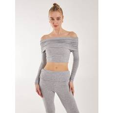 Grey - Women Pyjamas Off the Shoulder Lounge Top Grey