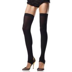 Opaque Stirrup Thigh Highs - Black