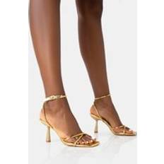 Public Desire Bree PU Barely There Square Toe Mid Stiletto Heels - Gold