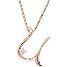 C. W. Sellors Love Letters 18ct Rose Gold 0.10ct Diamond Initial U Necklace