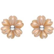 Opal Earrings C. W. Sellors Sterling Silver Pink Mother of Pearl Tuberose 8mm Dahlia Stud Earrings Silver