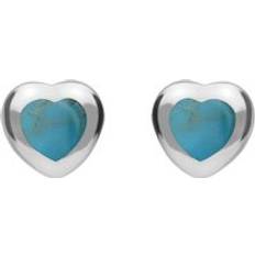 Turquoise Earrings C. W. Sellors Sterling Silver Turquoise Framed Heart Stud Earrings Silver