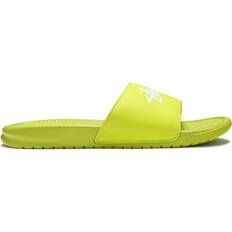 Green Slides Nike Stussy x Benassi 'Bright Cactus' Yellow Men's